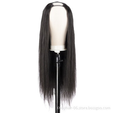 Natural 10A 180% Density Glueless Straight Brazilian Virgin Hair For Black WomenStraight U Part Wig Human Hair Wigs